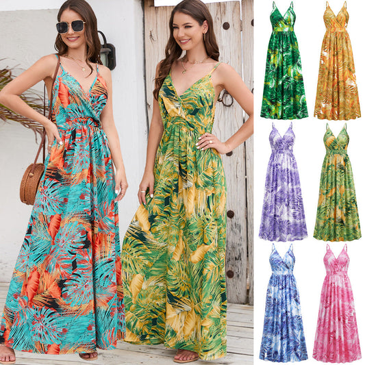 👍Flowers Long Dress Summer Swing Holiday Beach Dress