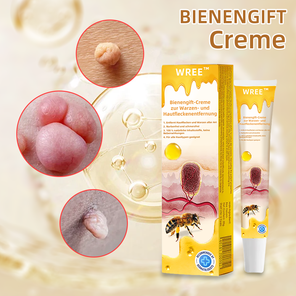 💎WREE™ Bienengift Warze & Tag Entfernung Creme(👨‍⚕Für alle Hauttypen geeignet)🐝(🔥Aktion am letzten Tag 60% Rabatt)